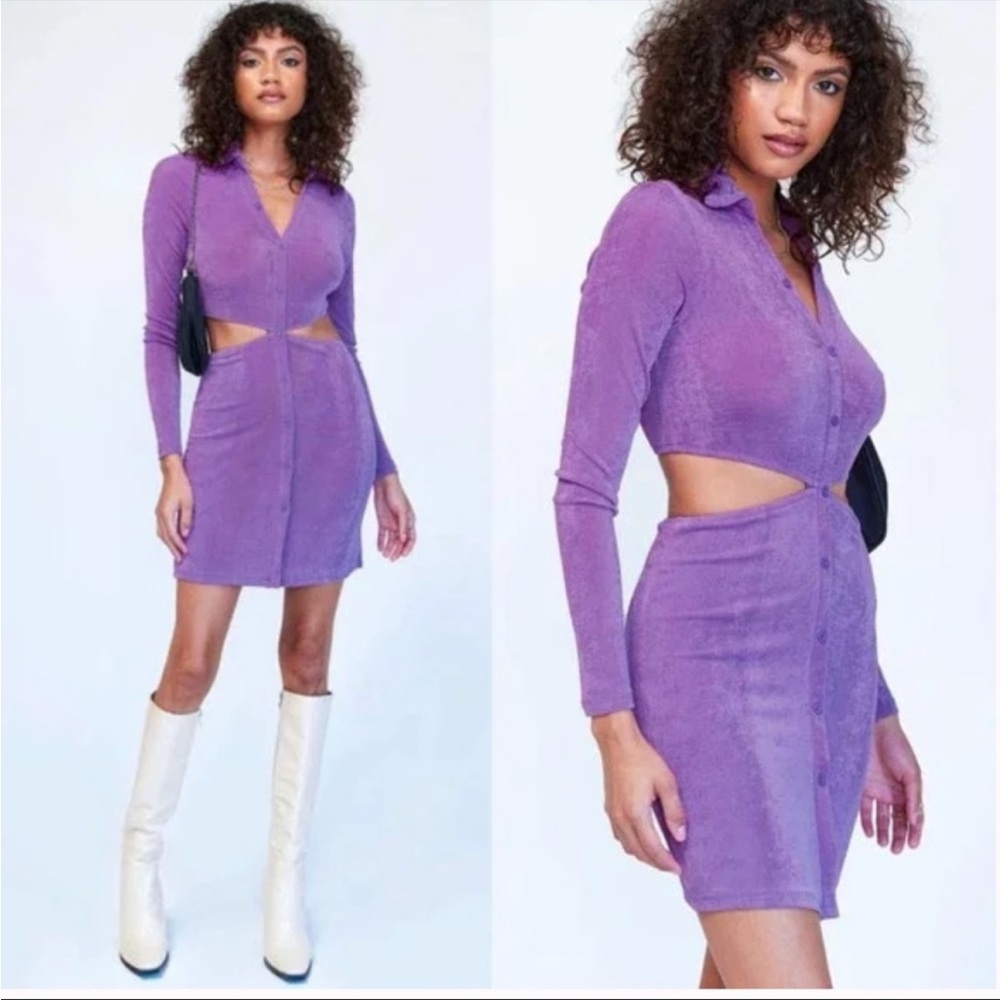 Princess Polly Purple Button Down Cut Out Dress